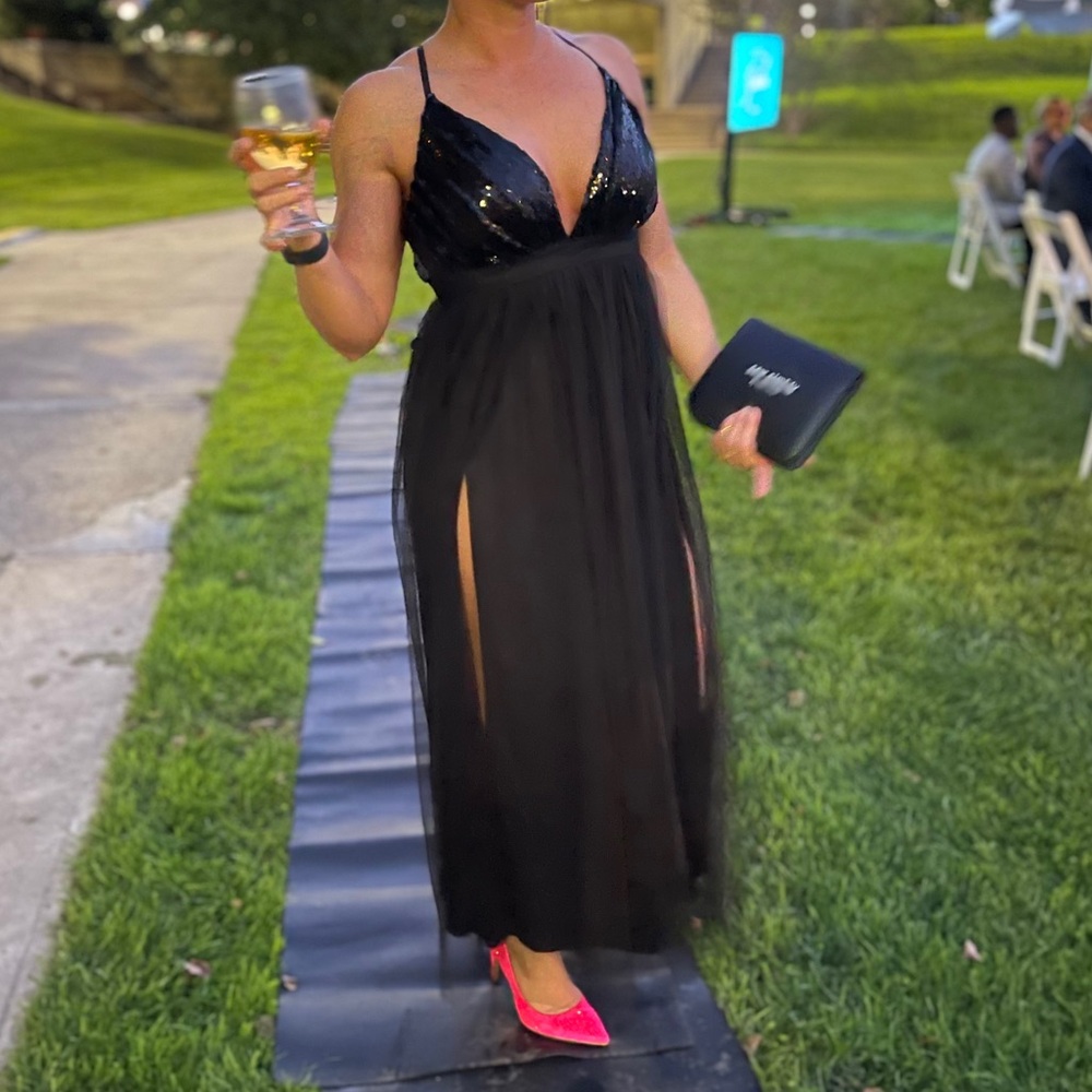 Elegant Black tulle + sequins Dress